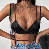 Prive Top Cultivo De Malla Suelta Y Transparente Para Mujeres En Verano