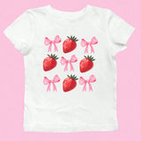 EZwear Camiseta De Mujer Impresa Con Fresas Y Lazo, Estilo Y2k, Verano