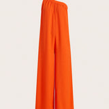 Slayr Boho Summer Loose Fit One Shoulder Sleeveless Wide Leg Orange Jumpsuit
