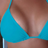 Swim Parte Superior Del Bikini Sin Espalda Con Cuello Halter Y Color Solido