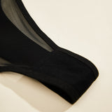 2 Piezas Tangas sexys de malla transpirable con doble banda de cintura para mujeres de cintura baja en negro de moda para chicas