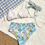 Swim Vcay Bikini Impreso Para Mujer Con Escenas De Playa Para Las Vacaciones De Verano Con Traje De Bano Separado