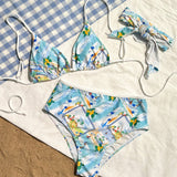 Swim Vcay Bikini Impreso Para Mujer Con Escenas De Playa Para Las Vacaciones De Verano Con Traje De Bano Separado