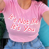 ICON Camiseta De Verano Para Mujer Con Eslogan Impreso, Ajuste Cenido Y Corto