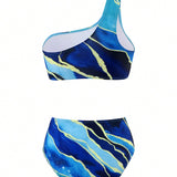 Conjunto de traje de bano bikini azul elegante para mujer