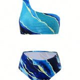 Conjunto de traje de bano bikini azul elegante para mujer