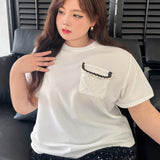 Dazy Plus Camiseta Holgada De Talla Grande Con Cuello Redondo, Manga Corta Y Basica Para Un Atuendo Casual