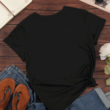 LUNE Camiseta De Manga Corta De Verano Casual Para Mujer Con Estampado De Lema Y Cuello Redondo