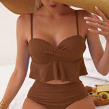 Swim Bikini cami unicolor de color simple y de moda para mujeres en verano