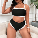 Swim Curve Conjunto de traje de bano de talla grande para mujer con bloque de color para la playa de verano para vacaciones