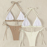Swim Conjunto de bikini dividido con textura de unicolor, ideal para verano y playa