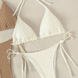 Swim Conjunto de bikini dividido con textura de unicolor, ideal para verano y playa