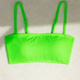 Swim Top de bikini con cuello halter y textura unicolor