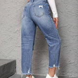 PETITE Jeans de mujer con forma de cono caído con dee rasgado y bolsillo