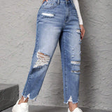 PETITE Jeans de mujer con forma de cono caído con dee rasgado y bolsillo