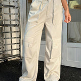 Coolane Pantalones De Trabajo Con Bolsillo Casual Y Reversible De Moda