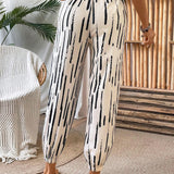 VCAY Pantalones cortos de verano con franjas de bloque de color y dobladillos elasticos