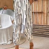 VCAY Pantalones cortos de verano con franjas de bloque de color y dobladillos elasticos