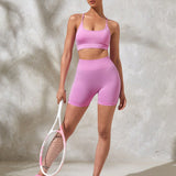 Sport Lifespree Conjunto Deportivo de Mujer con Color Solido sin Costuras, Tiras Delgadas y Espalda Cruzada