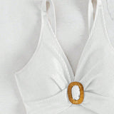 Swim Vcay Mujeres tejido traje de bano de una pieza con escote en V profundo en unicolor