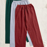 3 Piezas Pantalones De Pijama De Cuadros Para Mujer