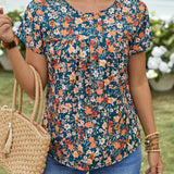 EMERY ROSE Camisa de mujer de manga corta con estampado floral pequeno para el verano