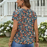 EMERY ROSE Camisa de mujer de manga corta con estampado floral pequeno para el verano