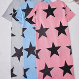 Conjunto de tres piezas de vestidos de dormir con estampado de estrellas en varios colores