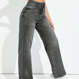 EZwear Jeans para mujeres, de corte recto, con un ajuste holgado y bolsillos