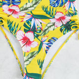 VCAY Mujeres traje de bano de una sola pieza lateral con cordon para verano con estampado floral