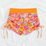 Swim Vcay Mujeres Playa Floral Print Bikini Pantalones Cortos Laterales de Lazo, Ropa de Bano Inferior