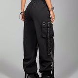 Coolane Pantalones jogger cargo goticos y de moda callejera con bolsillos utiles para mujeres
