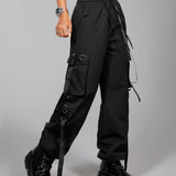 Coolane Pantalones jogger cargo goticos y de moda callejera con bolsillos utiles para mujeres