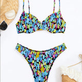 Swim Conjunto de bikini con estampado floral para mujer para vacaciones en la playa