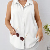 Camisa sin mangas para verano de a grande, simple y casual con botones en la parte delantera