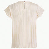 Blusa Solida Con Cuello Alto Y Plisado