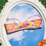 Swim Top de bikini bandeau con estampado floral pequeno