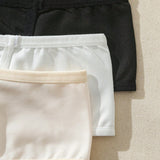 Pantalones Comodos De Triangulo Liso Para Mujeres, 3 Piezas/paquete