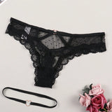 Conjunto de panty de tanga floral adornado de encaje sexy para mujer con ligas en muslos