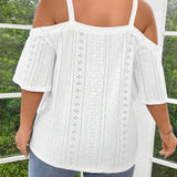 NEW  Prive Camiseta casual de verano para mujer de talla grande con hombros descubiertos y mangas cortas