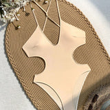 Swim SXY Traje de bano de una pieza de estilo simple de unicolor para mujer, playa de verano