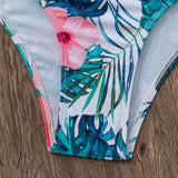 Swim Vcay Conjunto de bikini de dos piezas para mujer con top halter unicolor y parte inferior de bikini con estampado completo