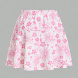 Qutie Plus Size Women's Floral Printed Skirt