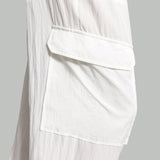 NEW  BIZwear Pantalones cargo de utilidad para mujer de color solido con dobladillo de cordon, primavera/verano
