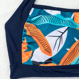 Swim Conjunto de bikini estampado de plantas de verano para vacaciones en la playa de mujeres