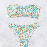 Swim Mod Traje de bano bikini estampado floral con estilo de vacaciones para mujeres, estampado aleatorio