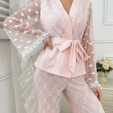 Conjunto de pijama de verano para mujeres con atractivo encaje patchwork