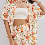 WYWH Conjunto de atuendo casual de verano para vacaciones con camisa floja de manga corta y shorts con estampado floral