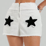 Coolane Shorts de moda de estilo callejero con diseno deshilachado de estrellas, adecuados para uso diario de primavera y otono