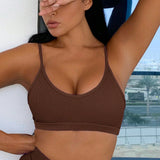 Swim Vcay Mujeres Top de bikini de color solido simple para vacaciones